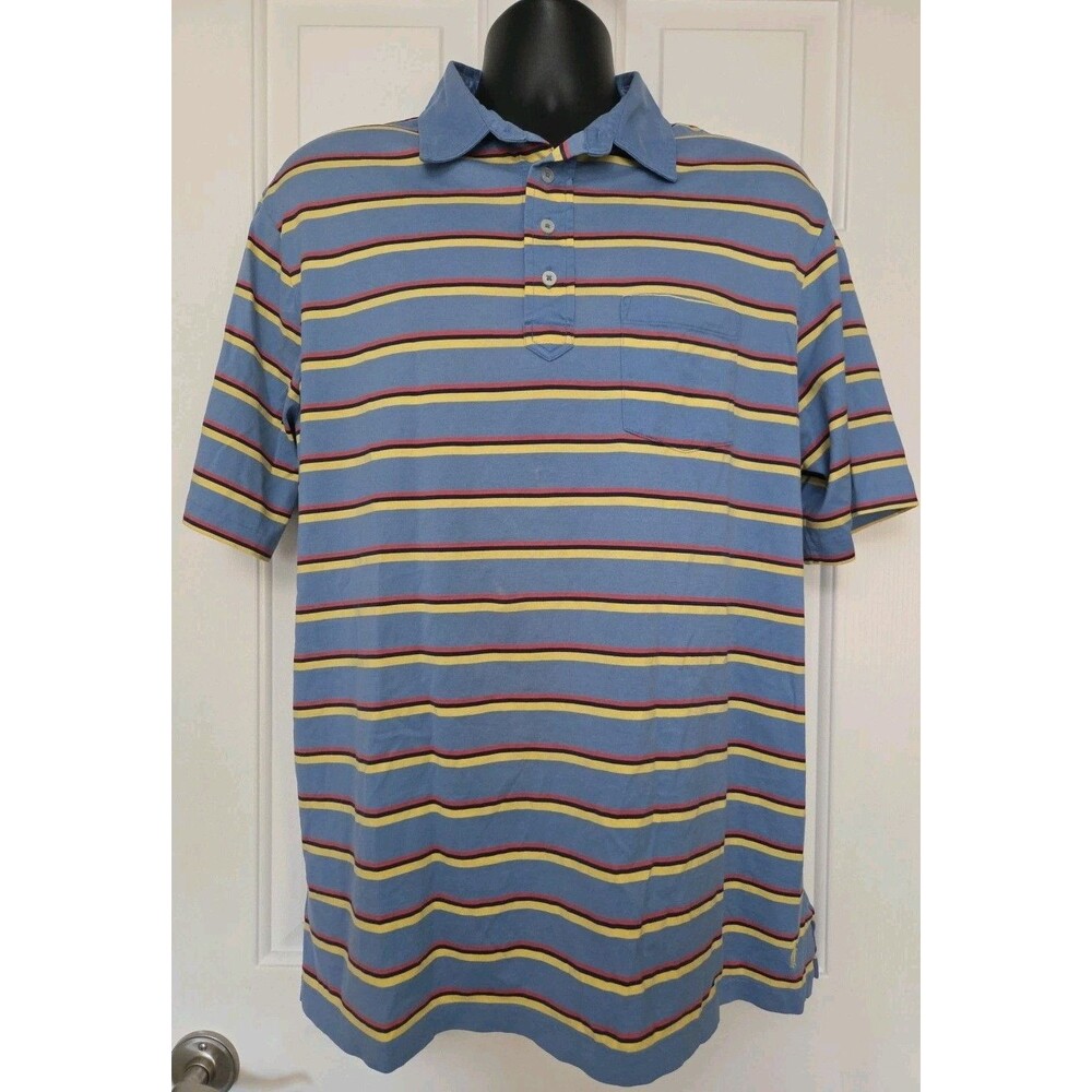 Ralph Lauren Shirt Men XL Pro Fit Blue Stripe Performance Pima Cotton Polo Golf
